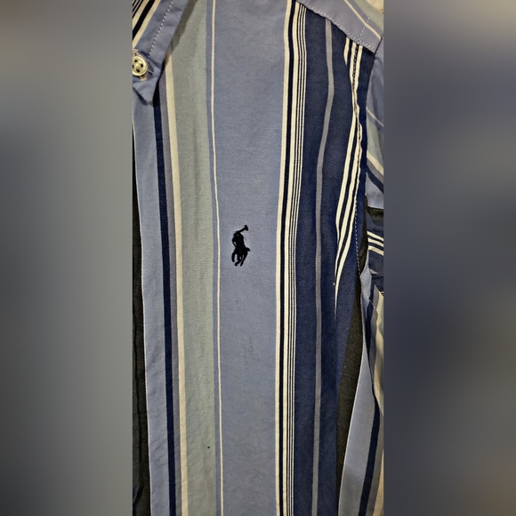 Ralph Lauren Blue Striped Long Sleeve button-down dress shirt 4T - Picture 3 of 4